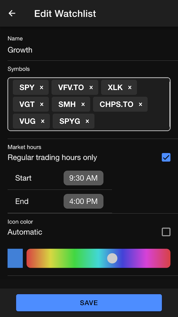 Watchlist options