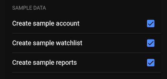 Sample data section screenshot